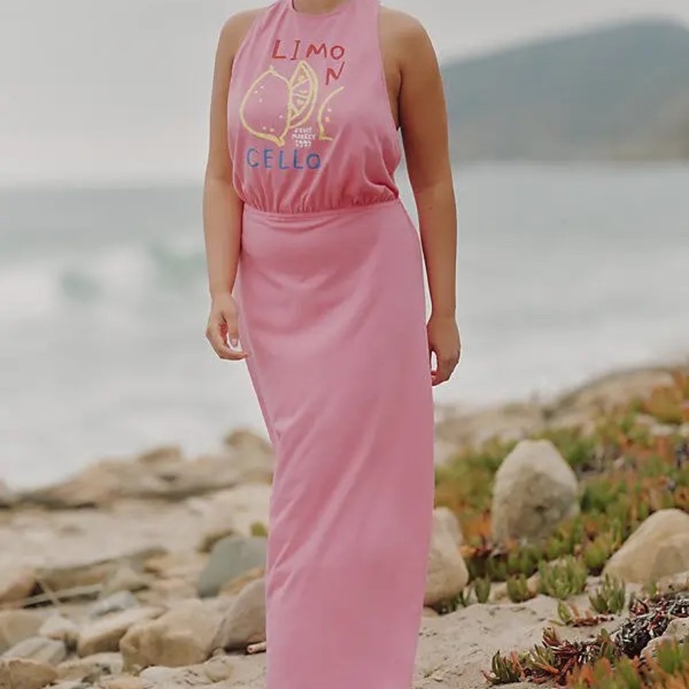 NWT Anthropology Jordan Nickson X Celandine Pink Twist-Back T-Shirt Maxi Dress. - Picture 2 of 8